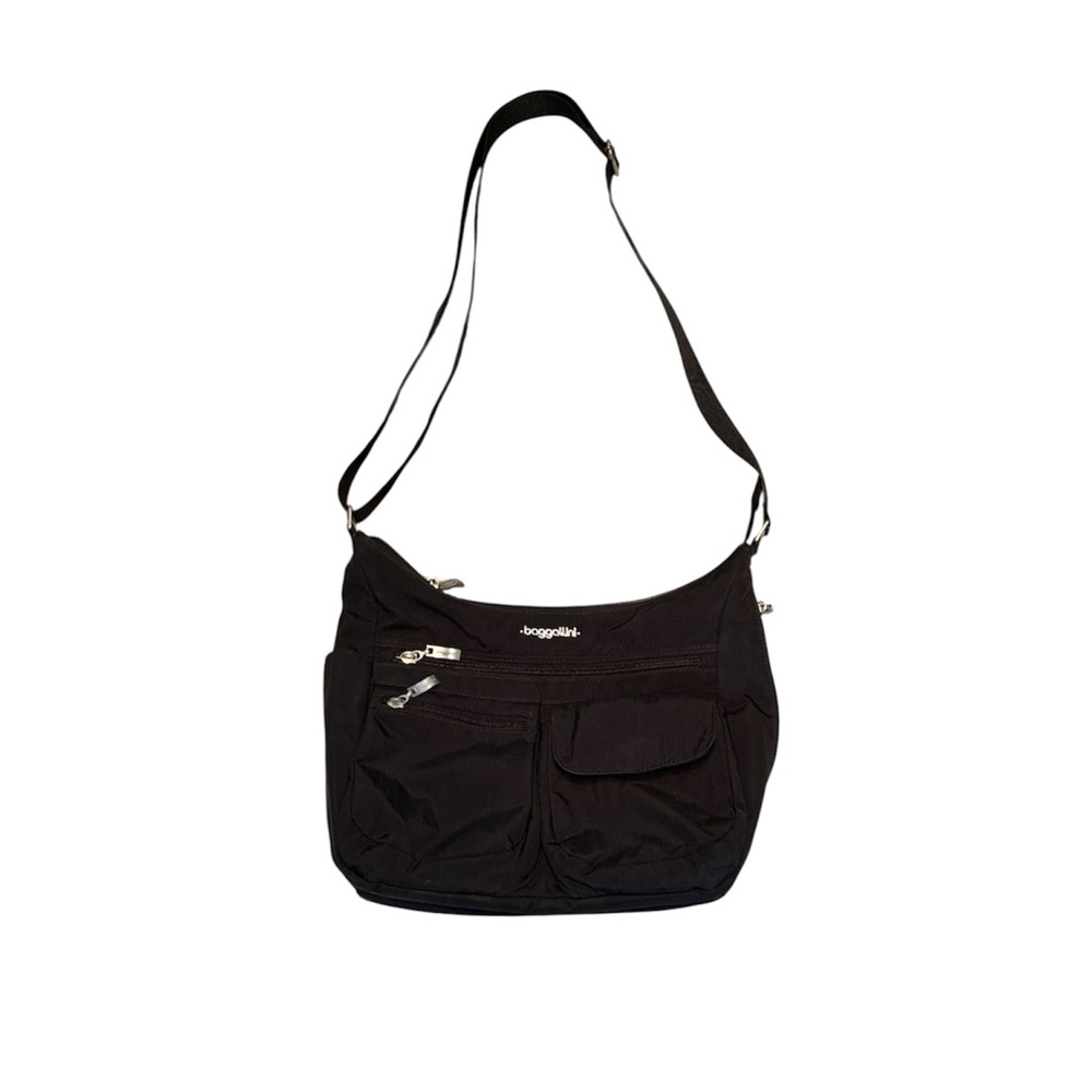 Baggallini Black Nylon Shoulder Adjustable Strap Crossbody Bag 11 x 14 x 6